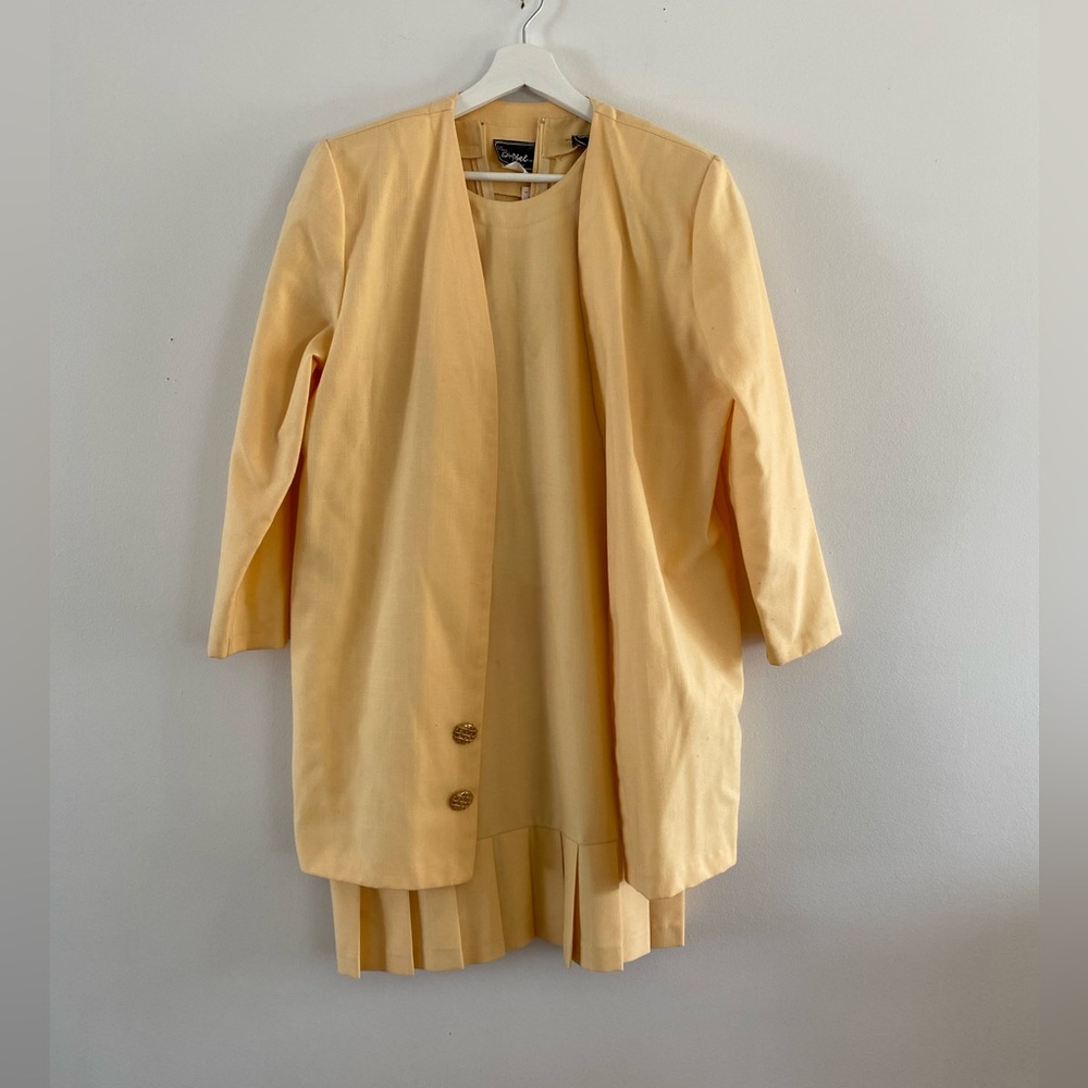 Vintage Les Modes Yellow Jacket and Dress Set